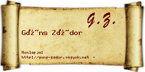 Güns Zádor névjegykártya